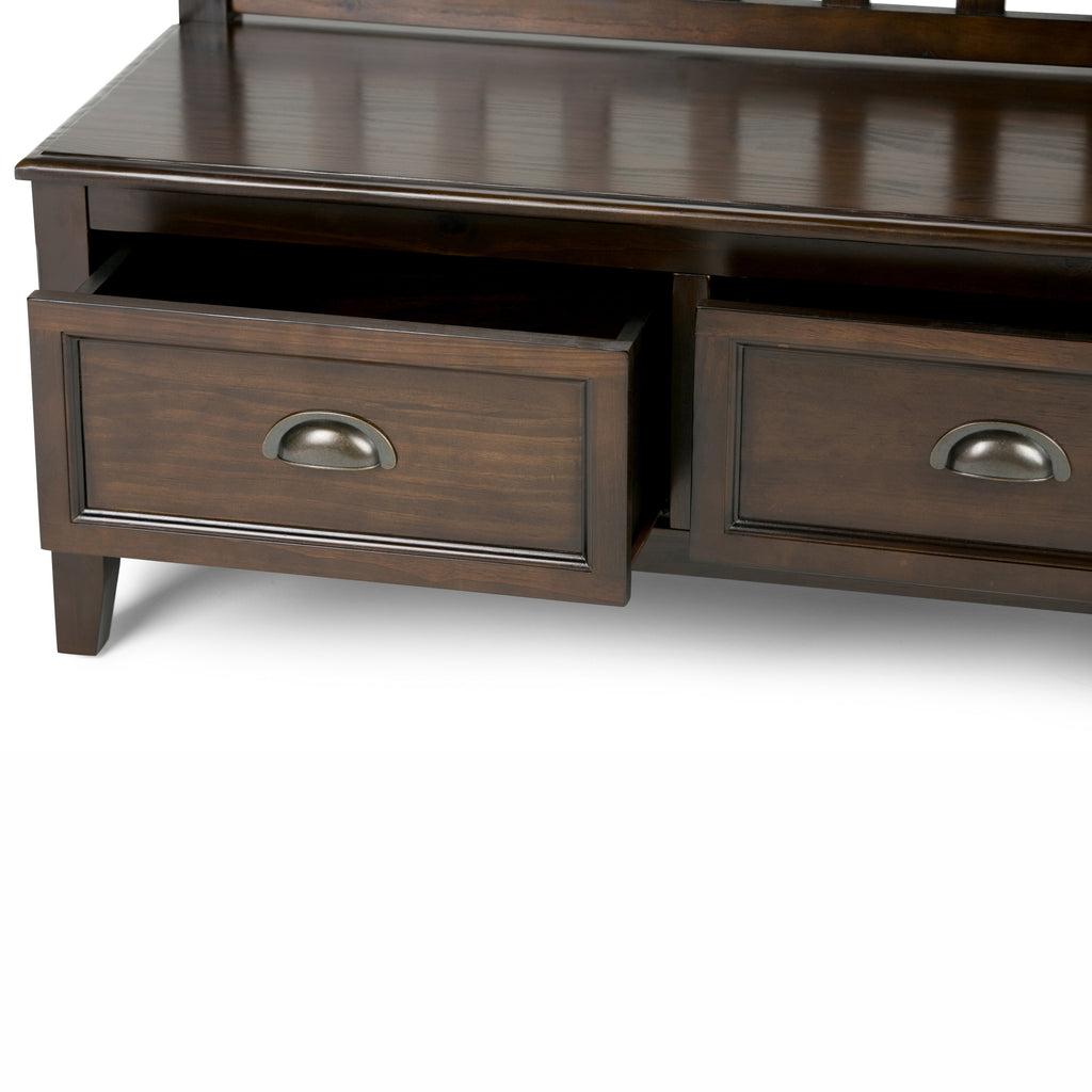 Burlington 42 Inch Wide Solid Wood Entryway Storage Bench with Drawers