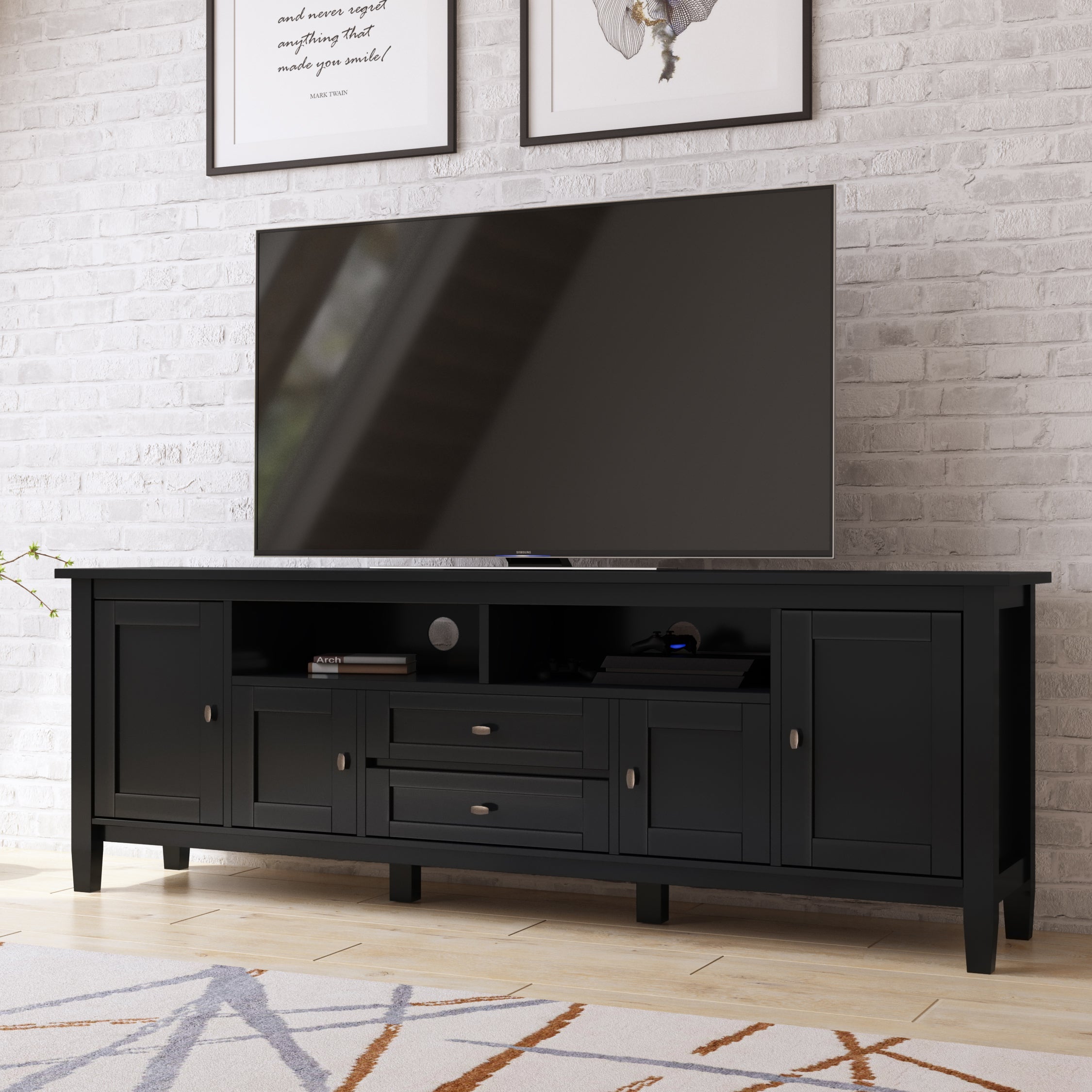 Warm Shaker 72 Inch Wide Solid Wood TV Stand