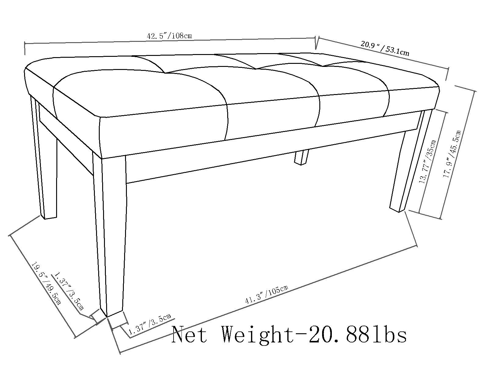 Lacey - Tufted Ottoman Bench - Distressed Saddle
