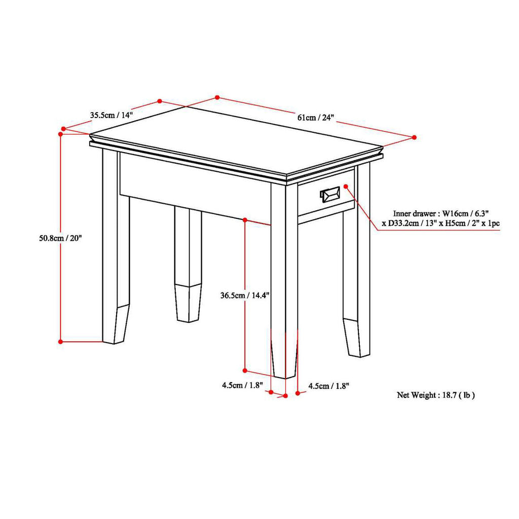 Artisan Narrow Side Table - Russet