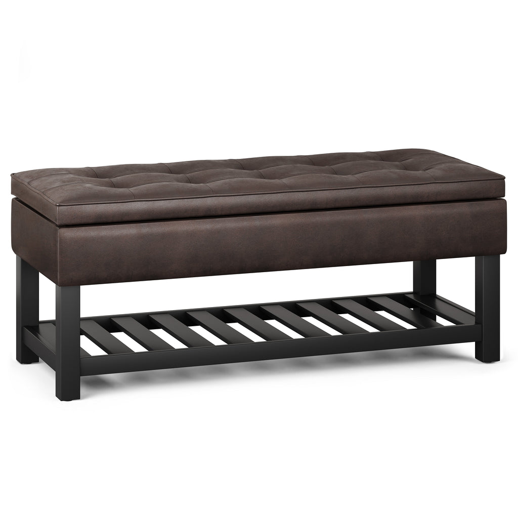 Cosmopolitan Storage Ottoman Bench with Open Bottom - Distressed