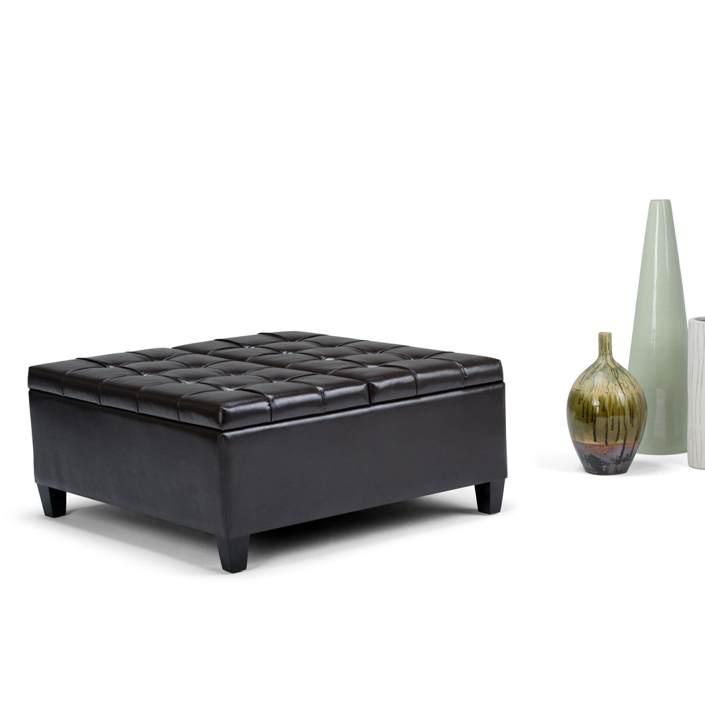 Harrison 36 Inch Wide Coffee Table Storage Ottoman in Tanners