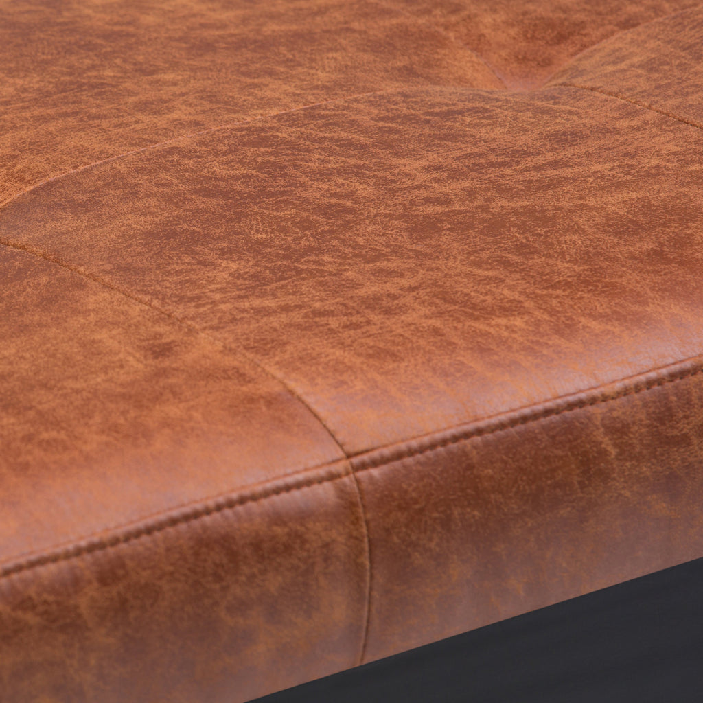 Lacey - Tufted Ottoman Bench - Distressed Saddle