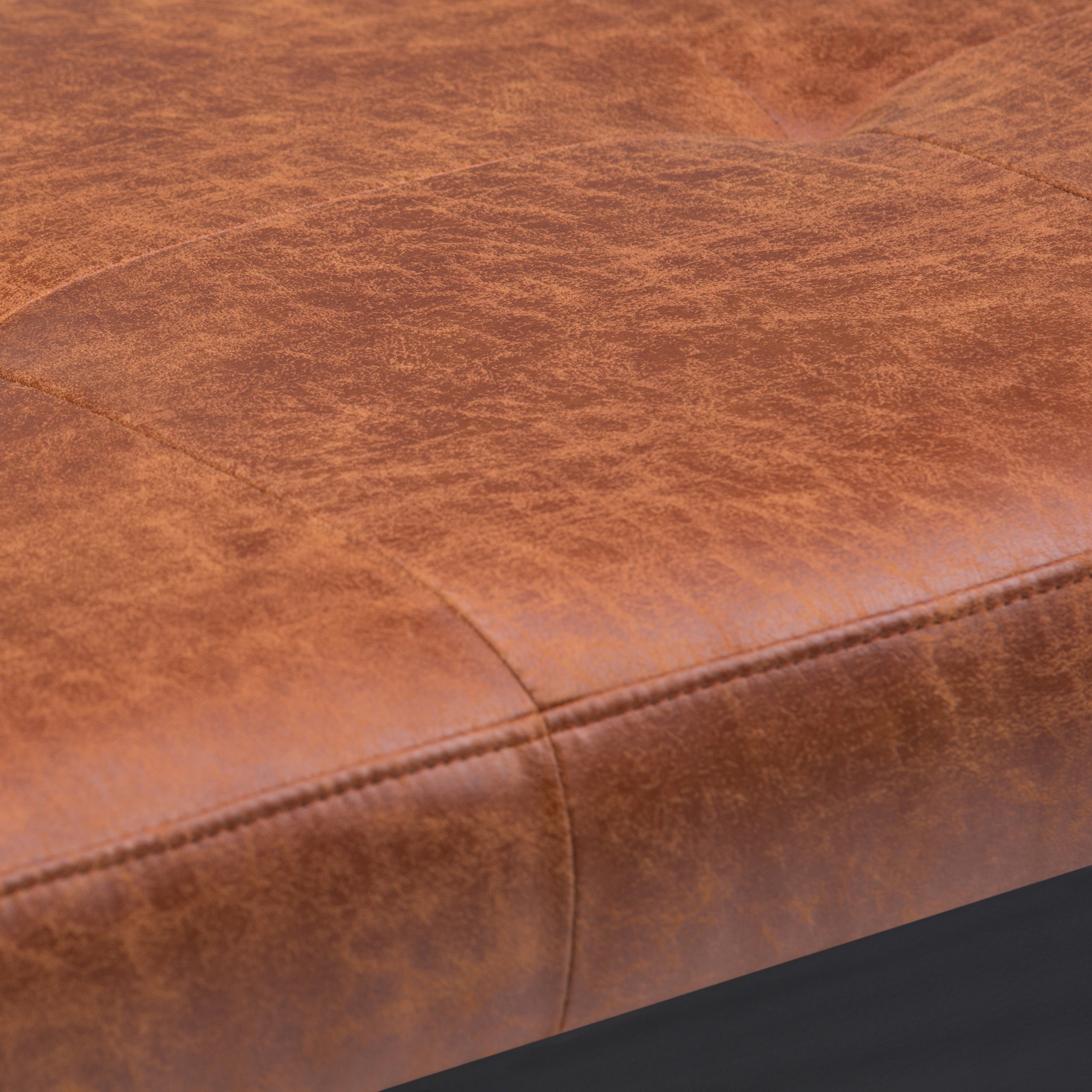 Lacey - Tufted Ottoman Bench - Distressed Saddle