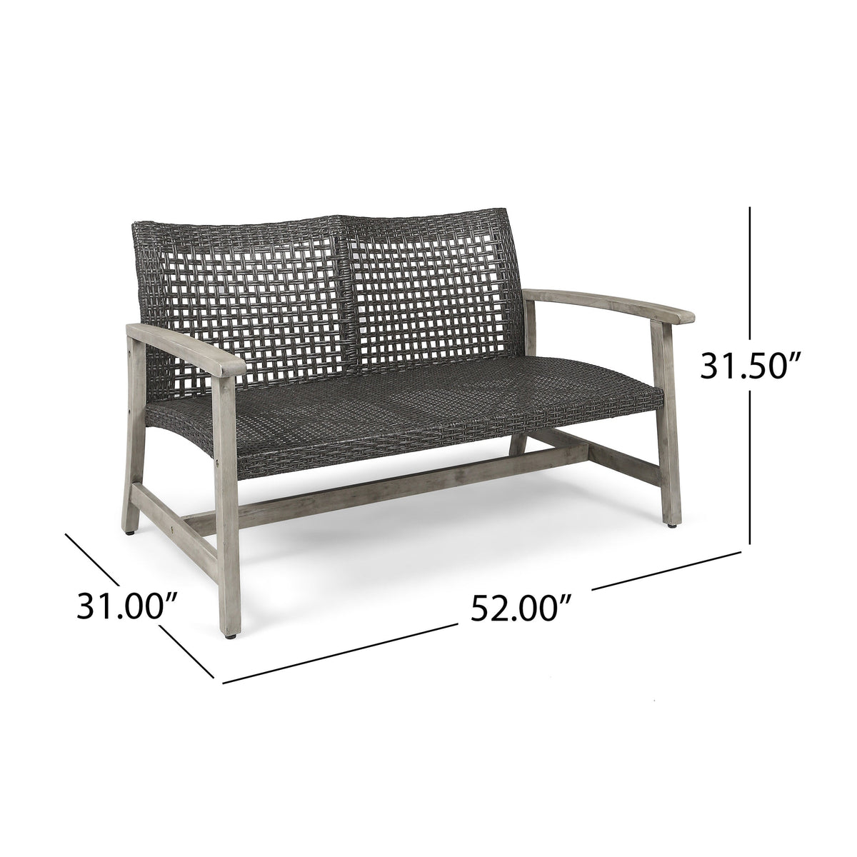 Hampton Outdoor Acacia Wood Wicker Loveseat