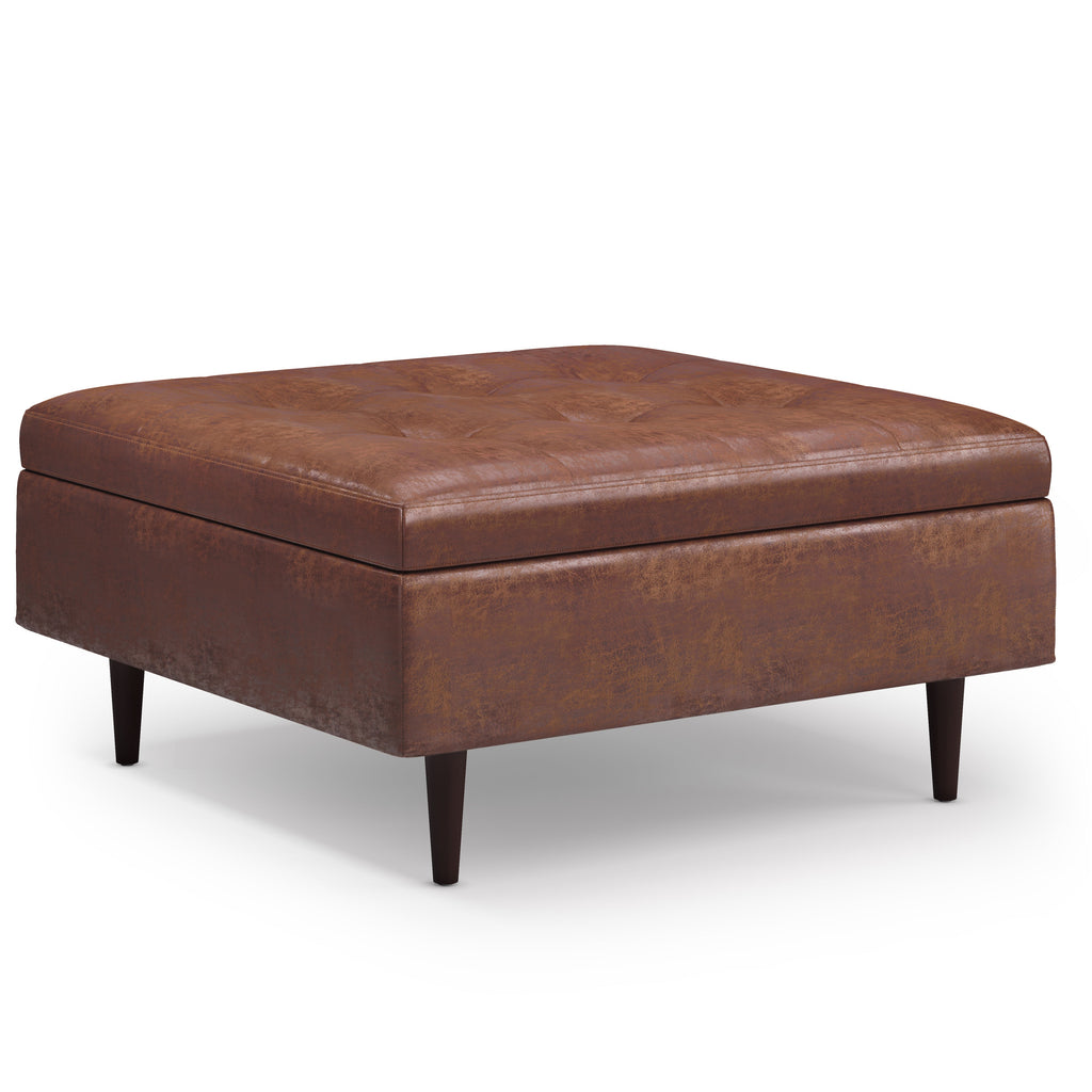 Shay Mid-Century Large Square Coffee Table Storage Ottoman