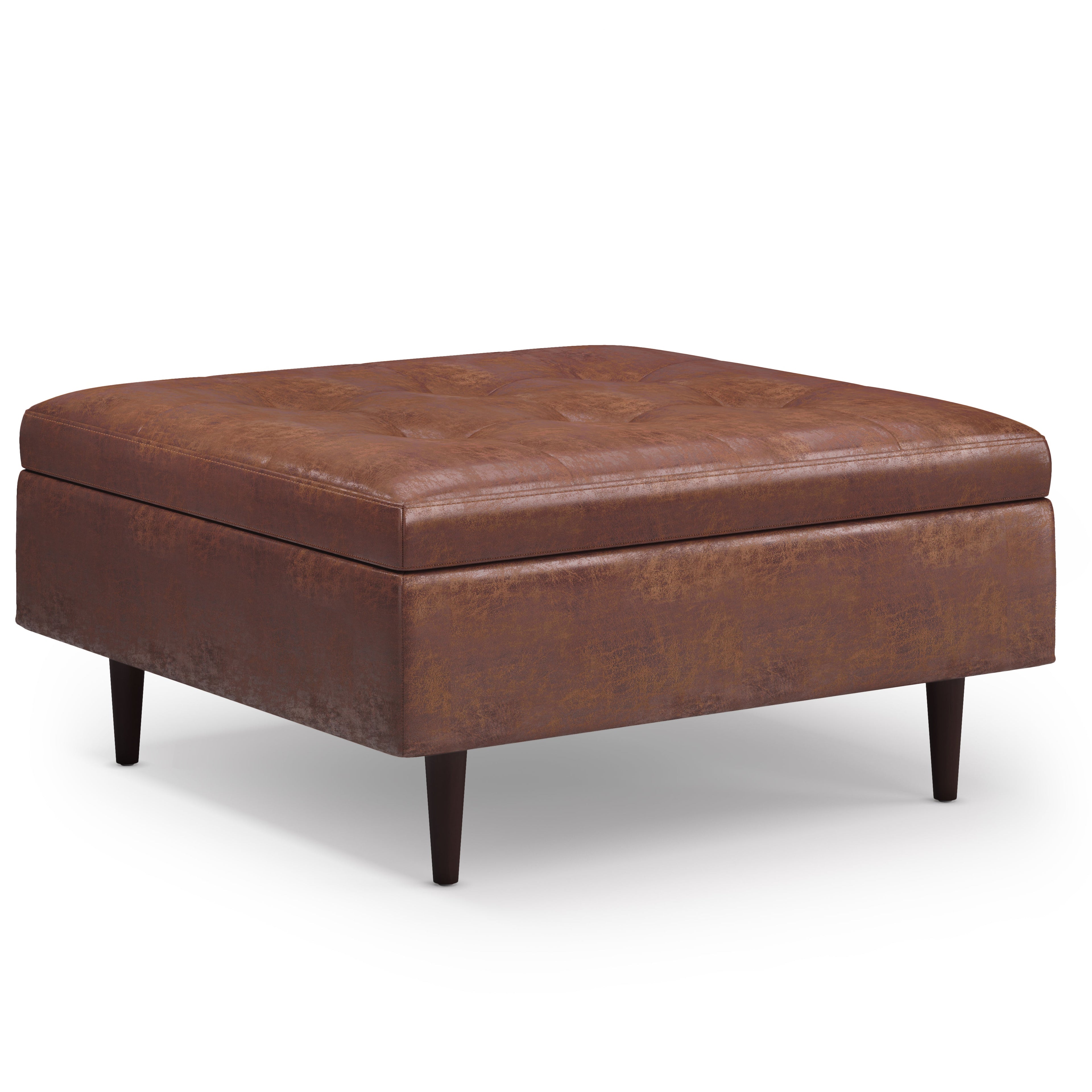 Shay Mid-Century Large Square Coffee Table Storage Ottoman