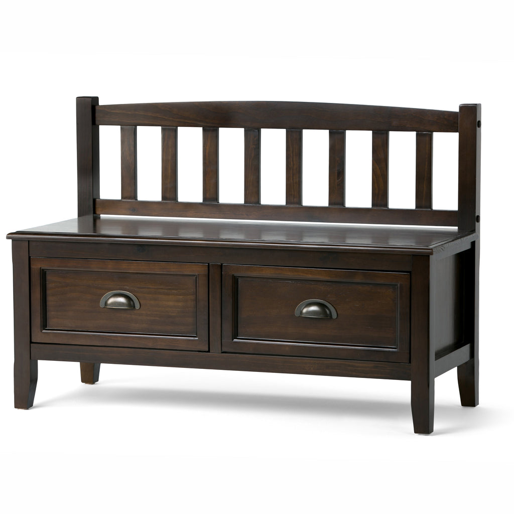 Burlington 42 Inch Wide Solid Wood Entryway Storage Bench with Drawers