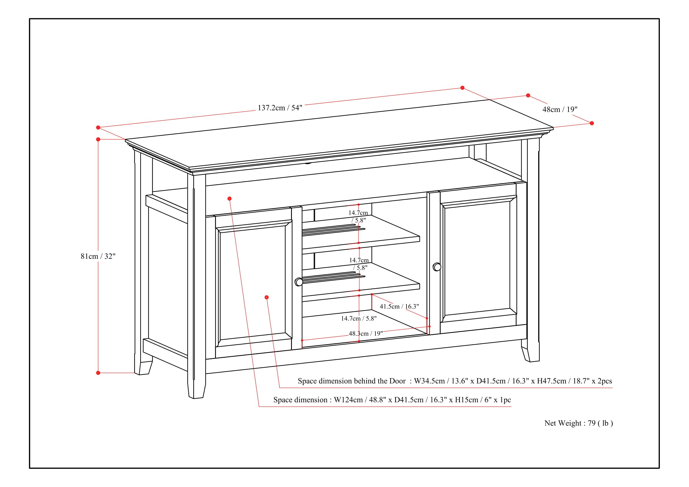Amherst 54 Inch Wide Solid Wood TV Stand in Rustic