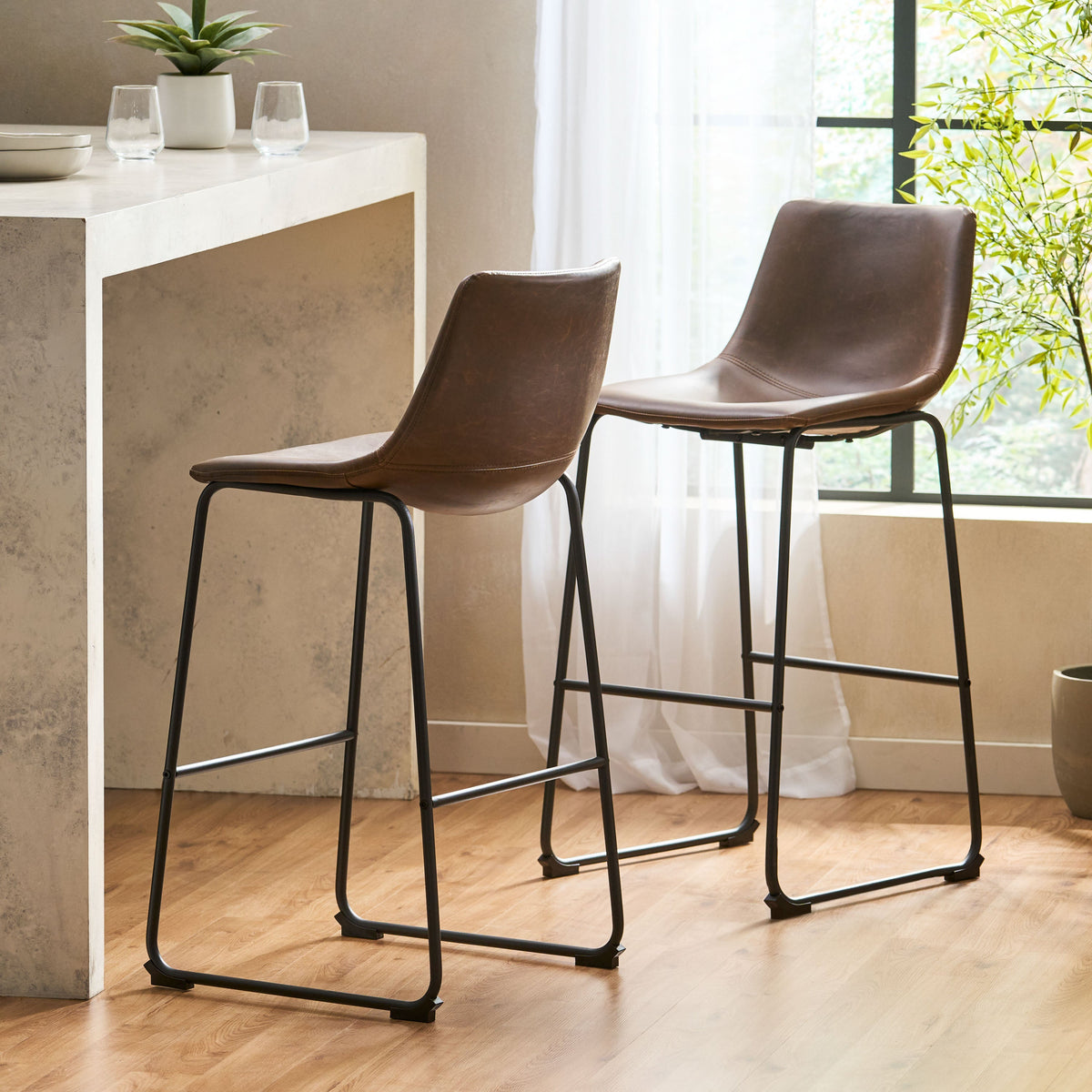 Set of 2 30" Cedric Faux Leather Barstool Vintage