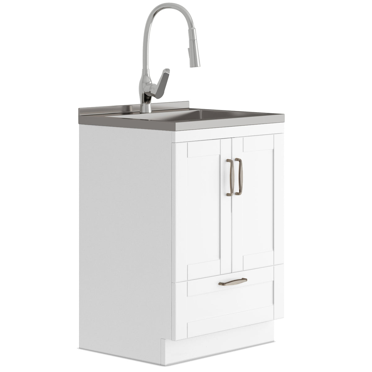 Reed Deluxe 24" Laundry Cabinet with Pull-out Faucet and Stainless Steel Sink