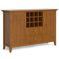 Bedford 54 Inch Wide Solid Wood Sideboard Buffet and Wine Rack in Light Golden