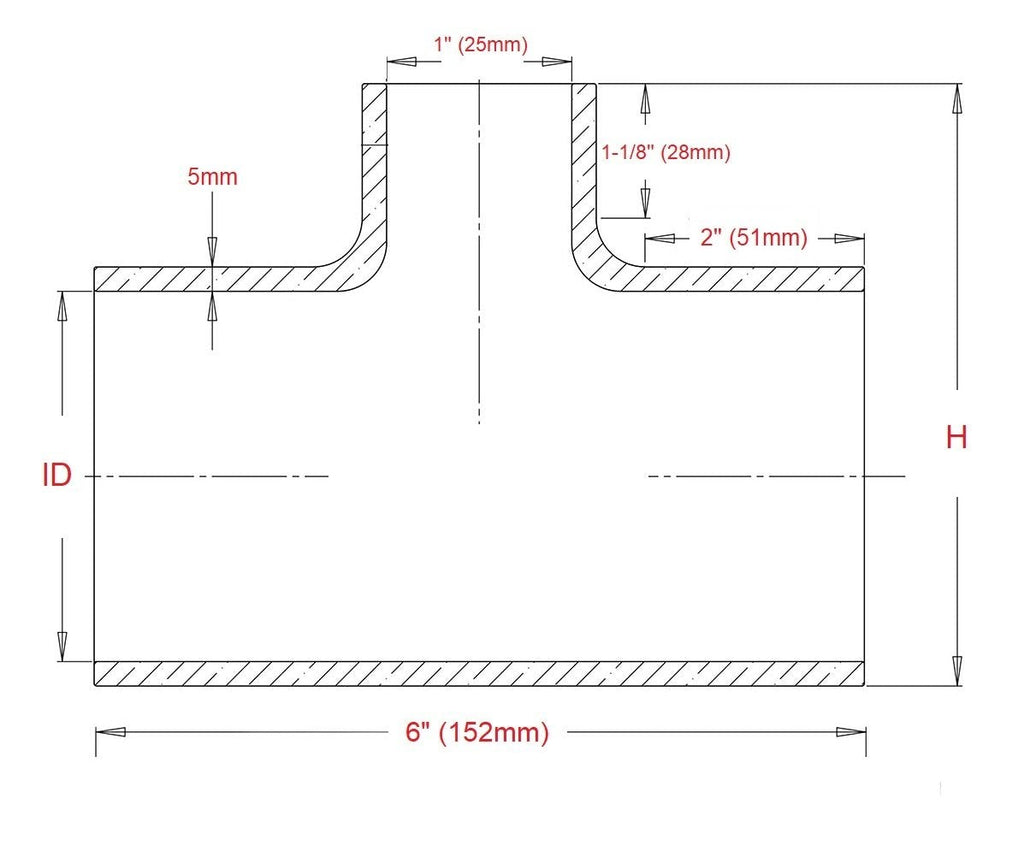 HPS Performance Products HPS 2-1/8" Silicone T Hose Coupler Adapter with 1" Branch, High Temp 4-ply Reinforced