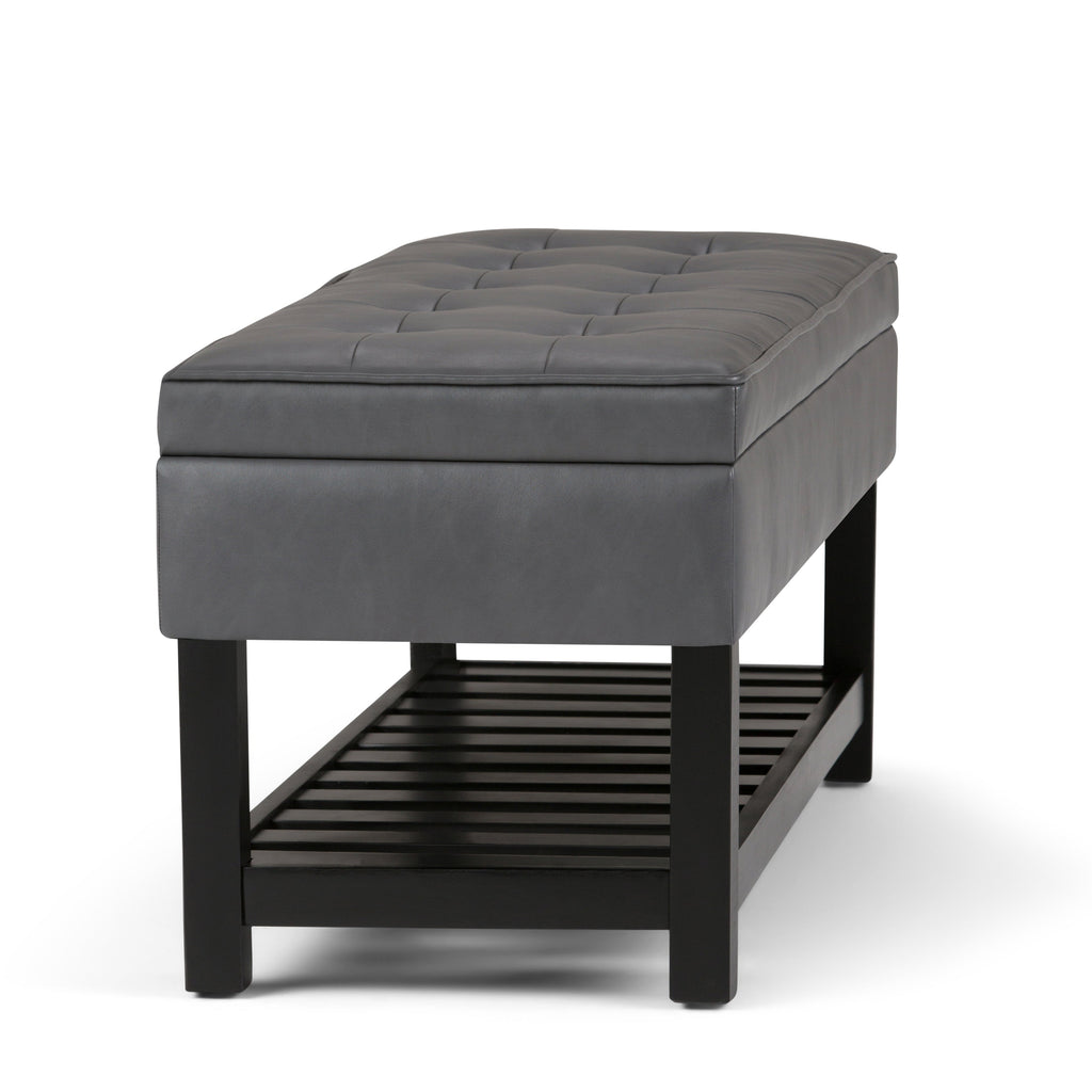 Cosmopolitan Storage Ottoman Bench with Open Bottom - Stone