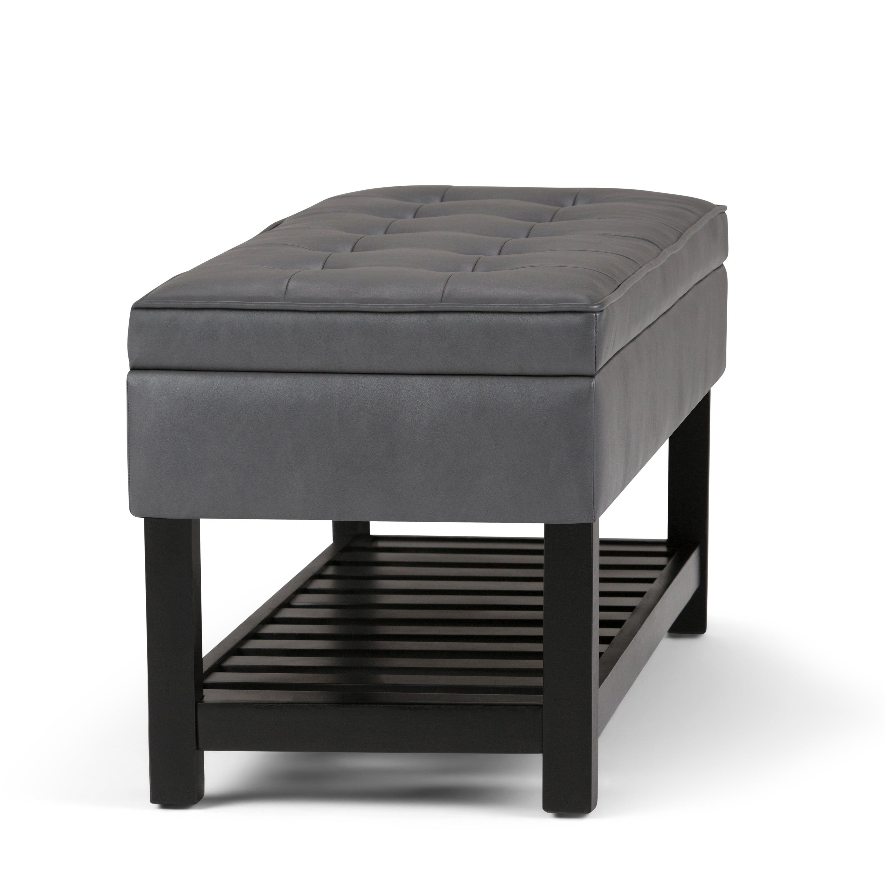 Cosmopolitan Storage Ottoman Bench with Open Bottom - Stone