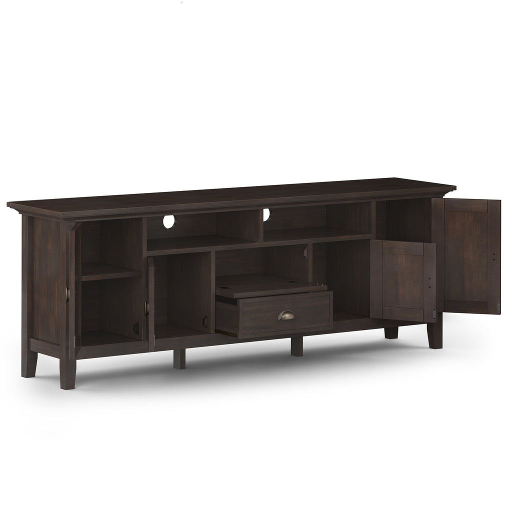 Redmond 72 Inch Wide Solid Wood TV Stand in Brunette
