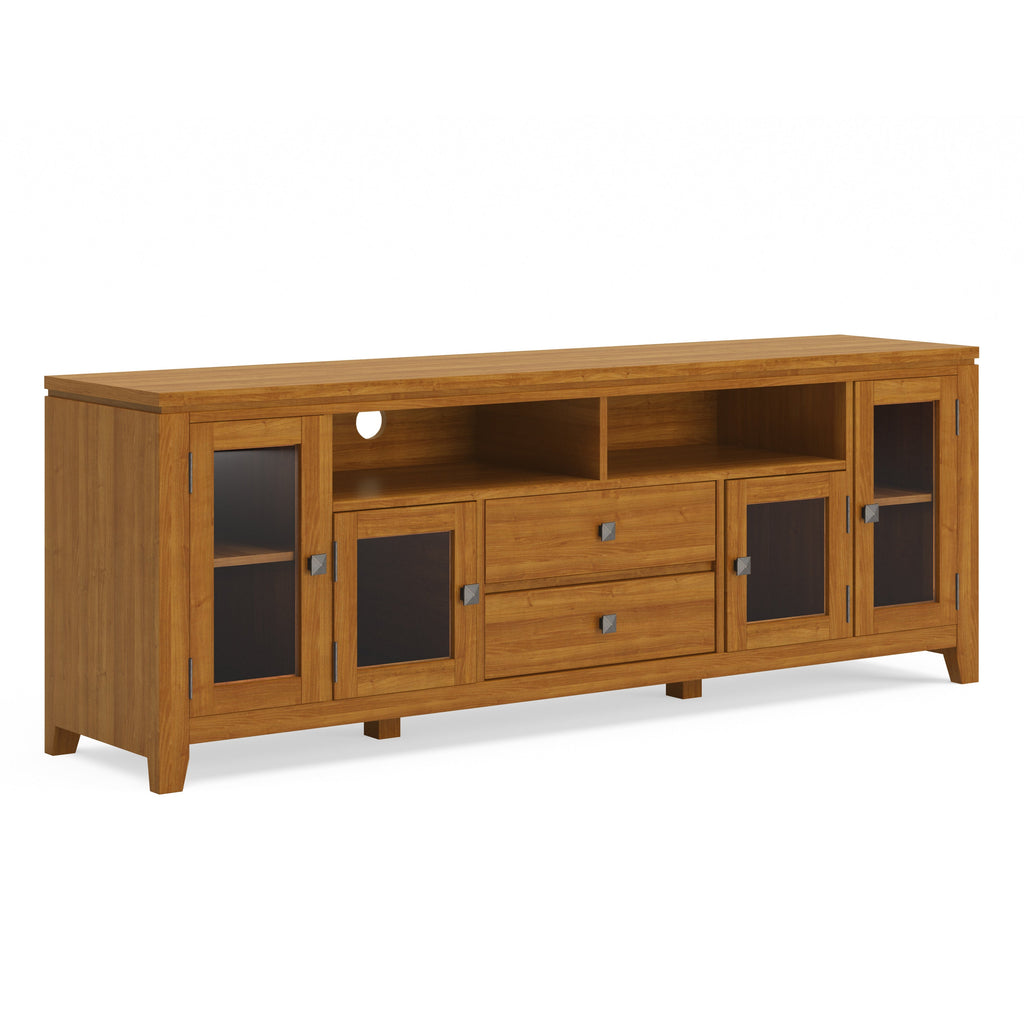 Cosmopolitan 72 Inch Wide Solid Wood TV Stand in Light Golden