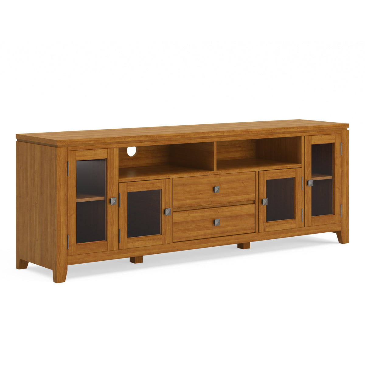 Cosmopolitan 72 Inch Wide Solid Wood TV Stand in Light Golden