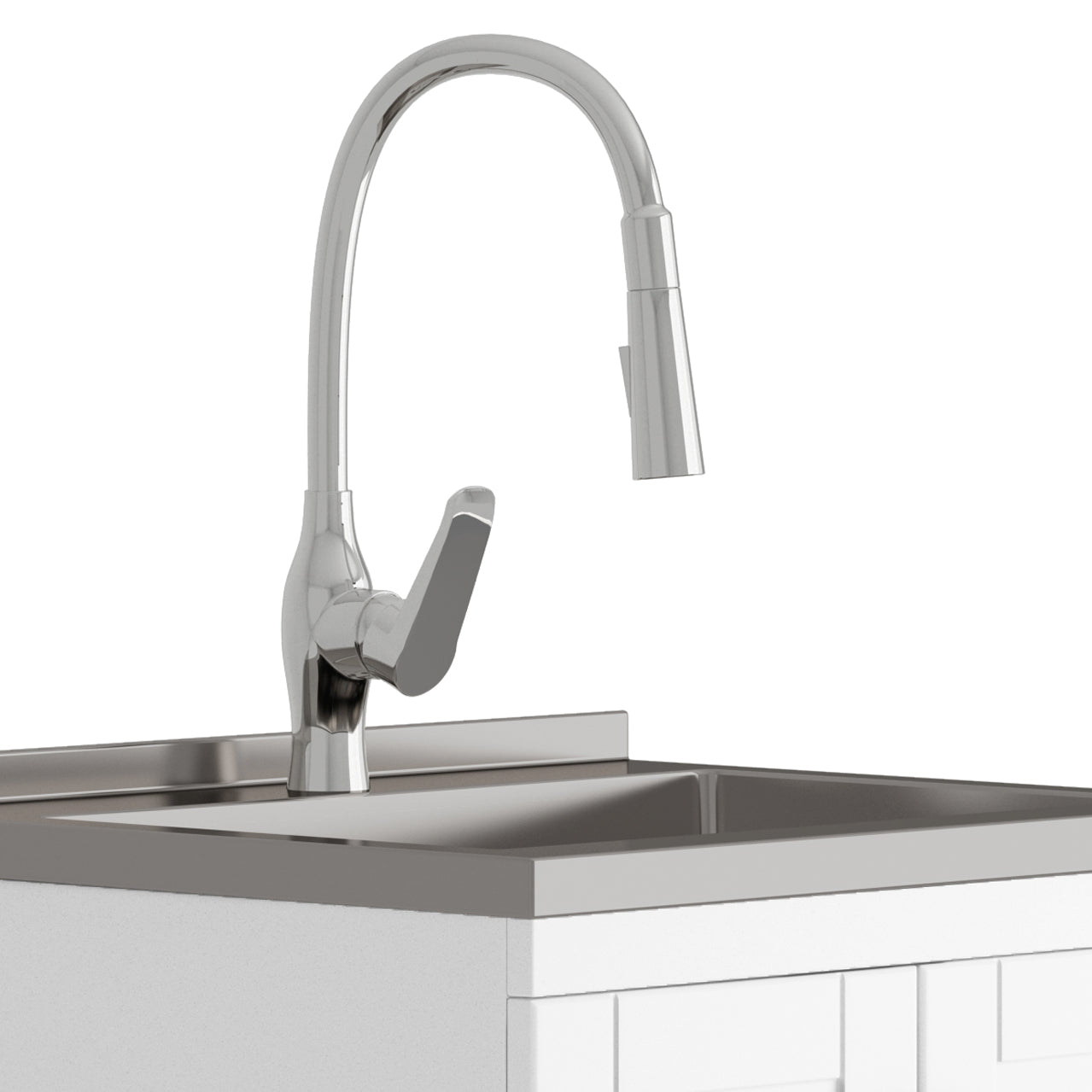 Reed Deluxe 24" Laundry Cabinet with Pull-out Faucet and Stainless Steel Sink