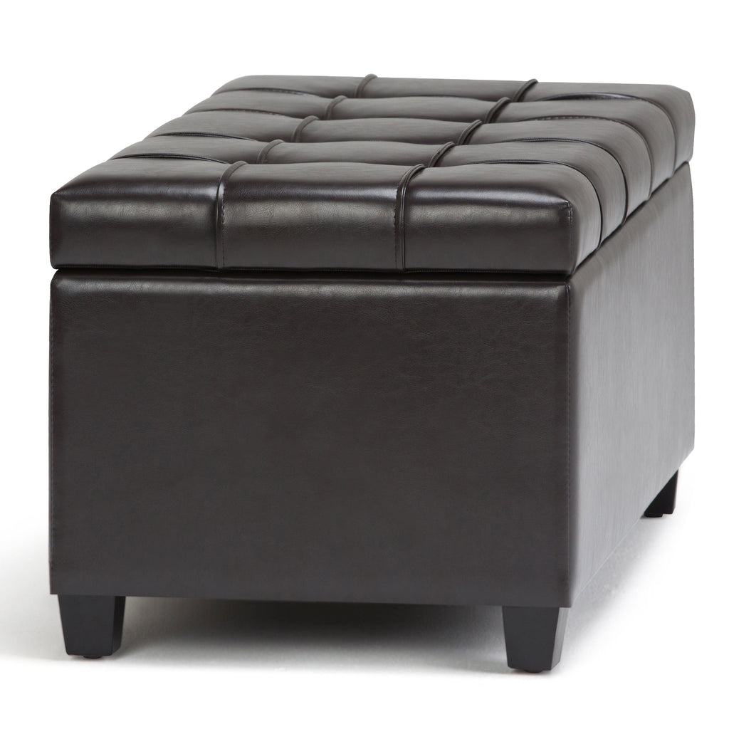 Sienna 33 Inch Wide Storage Ottoman Bench in Tanners