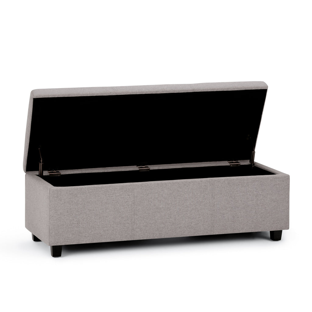 Avalon 48 Inch Wide Storage Ottoman Bench in Cloud
