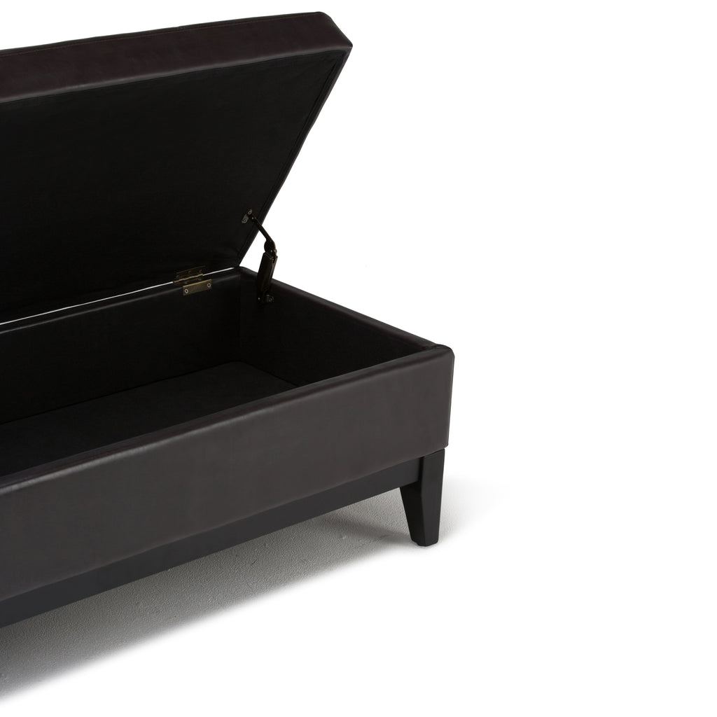 Oregon 42 Inch Wide Storage Ottoman Bench with Tray in Tanners