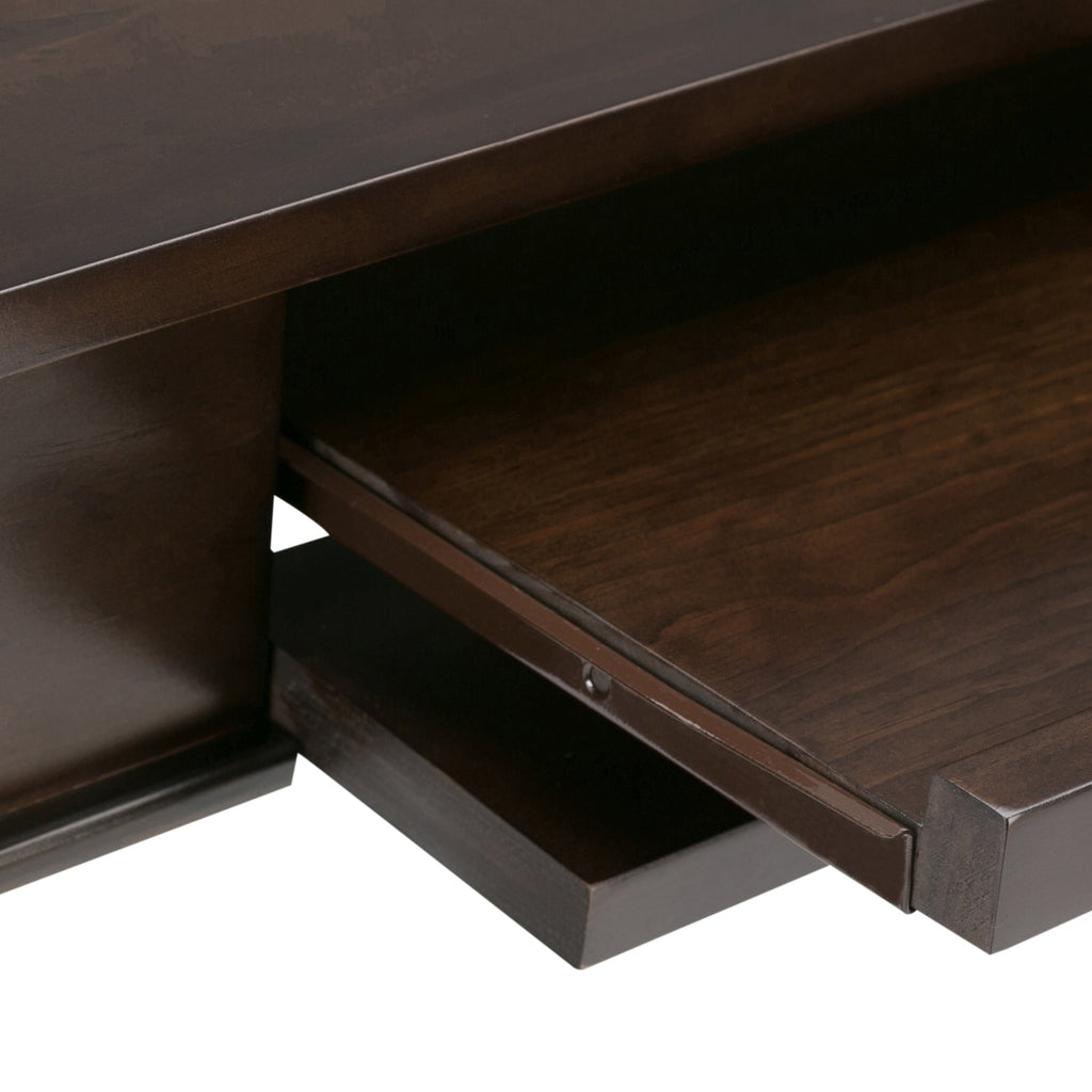 Carlton 42 Inch Wide Solid Wood Home Office Desk in Brunette