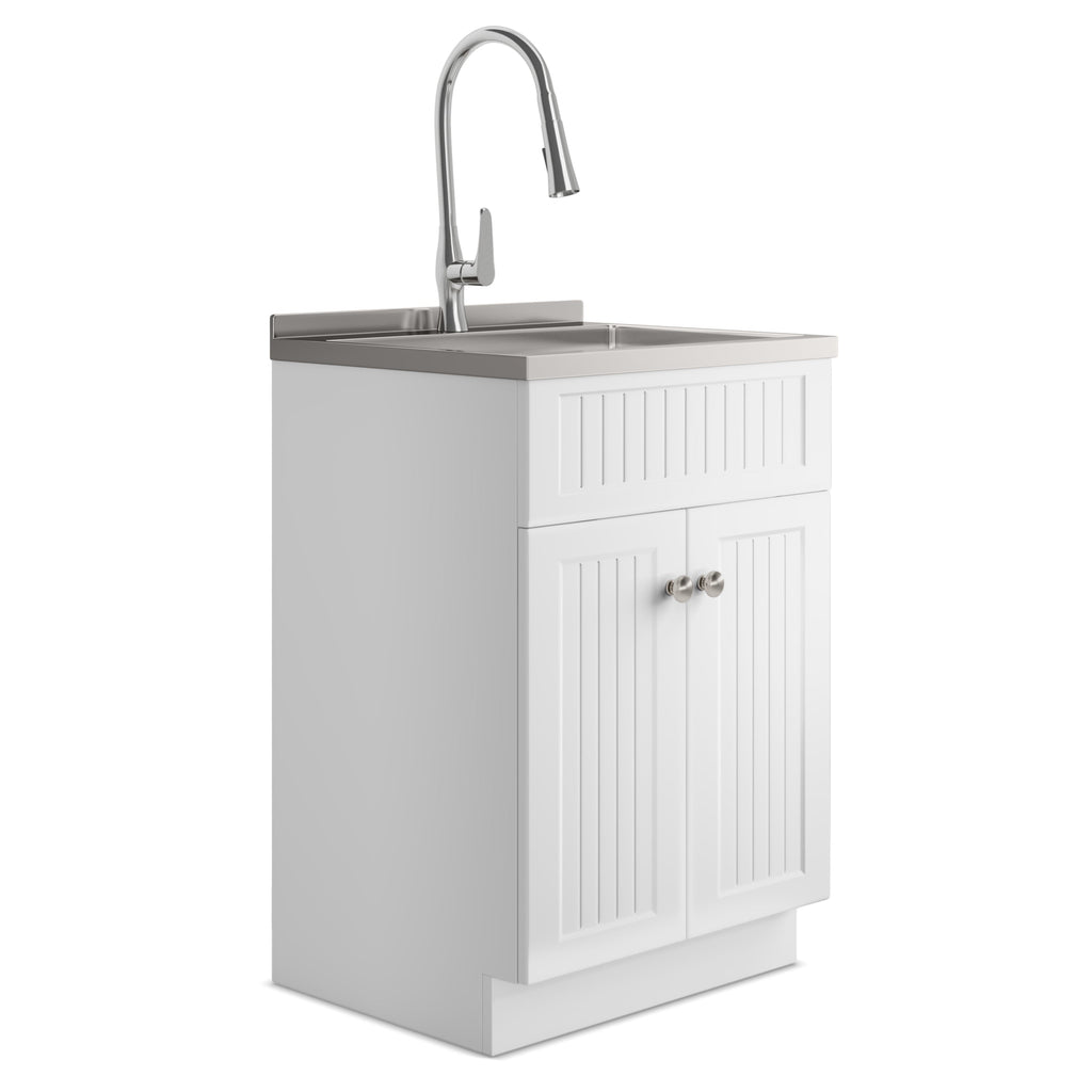Beckham 24" Laundry Cabinet with Faucet and Stainless Steel Sink