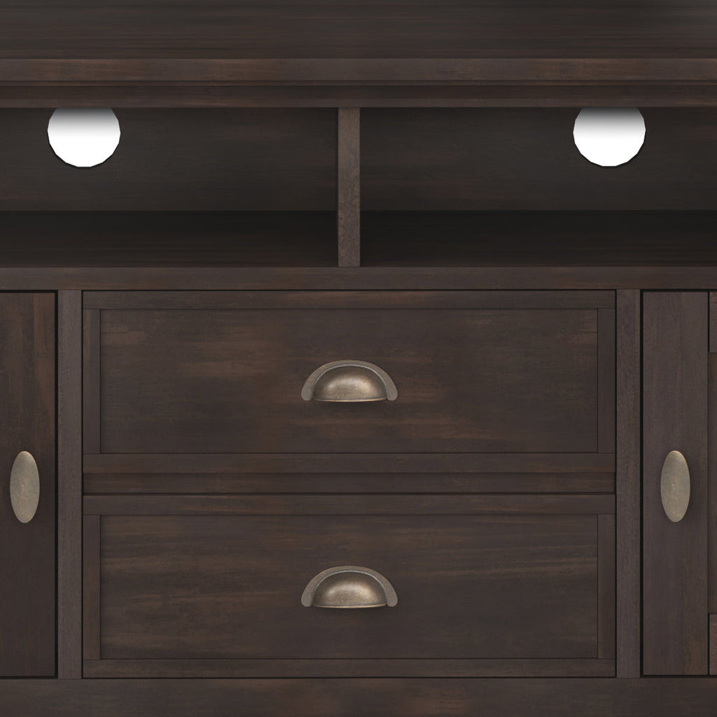 Redmond 72 Inch Wide Solid Wood TV Stand in Brunette