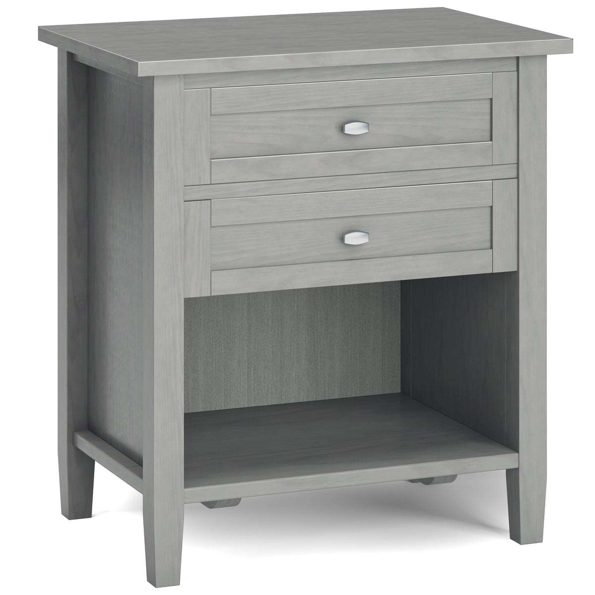 Warm Shaker Solid Wood Nightstand in Fog