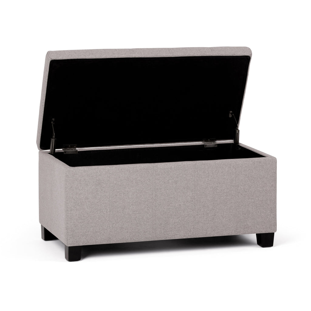 Dover 36 Inch Wide Storage Ottoman Bench in Cloud