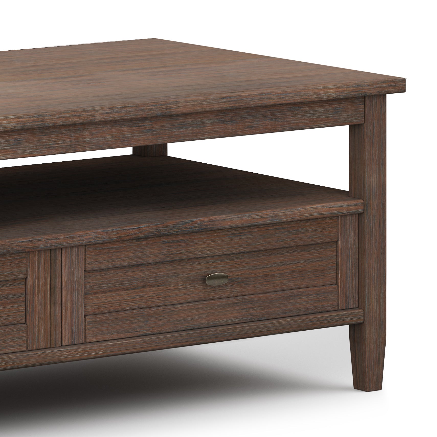 Warm Shaker Solid Wood 48 Inch Wide Transitional Coffee Table