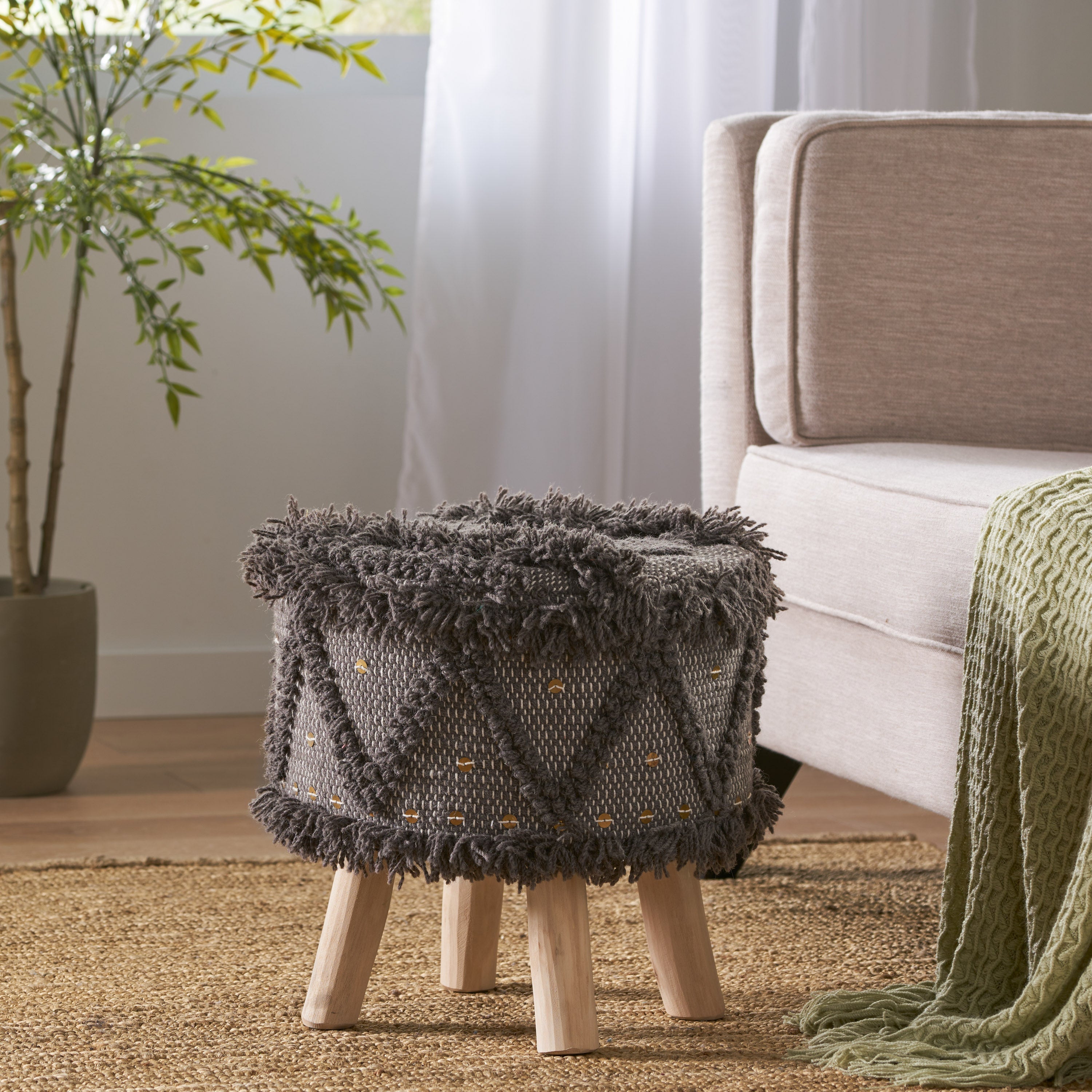 Roja Handcrafted Wool & Cotton Stool