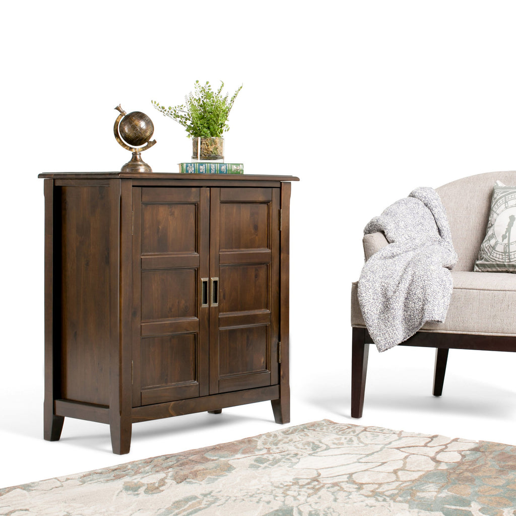 Burlington 30 Inch Wide Solid Wood Low Storage Cabinet in Mahogany