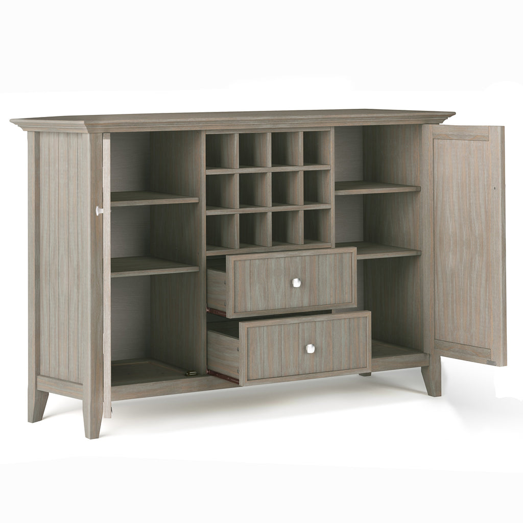 Bedford 54 Inch Wide Solid Wood Sideboard Buffet and Wine Rack