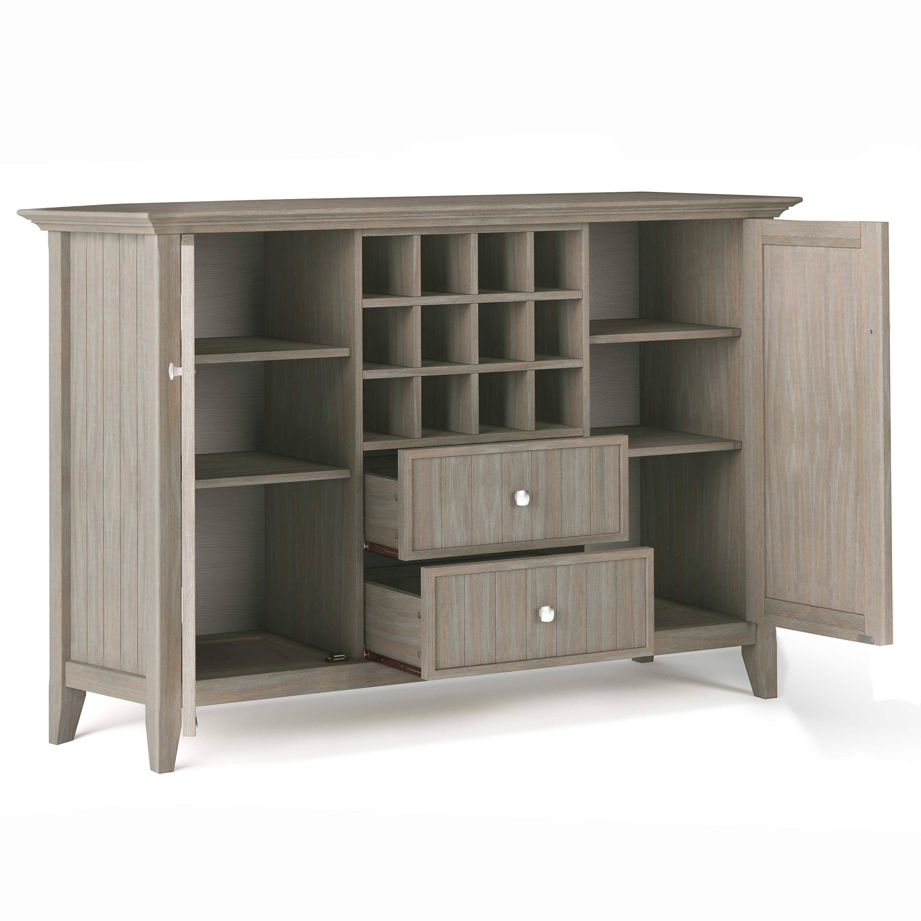 Bedford 54 Inch Wide Solid Wood Sideboard Buffet and Wine Rack