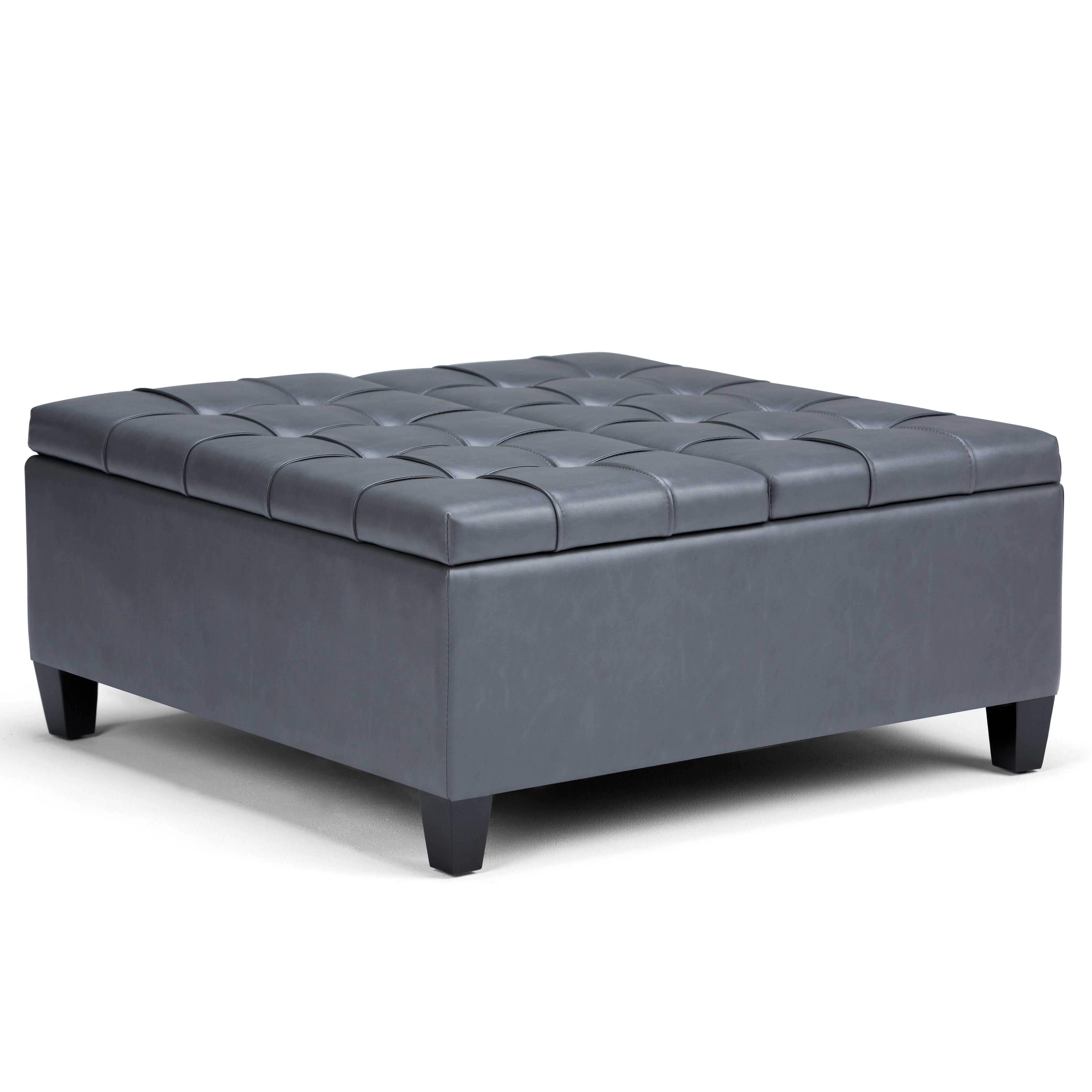 Harrison 36 Inch Wide Coffee Table Storage Ottoman in Stone