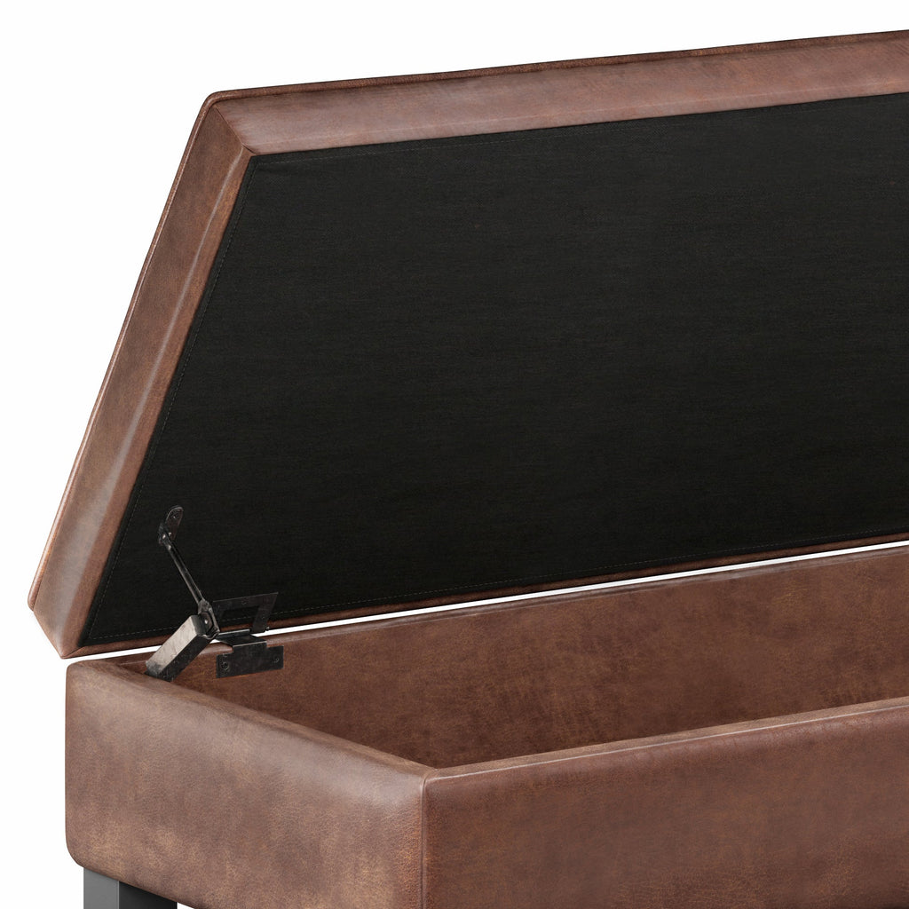 Cosmopolitan Storage Ottoman Bench with Open Bottom - Distressed Saddle