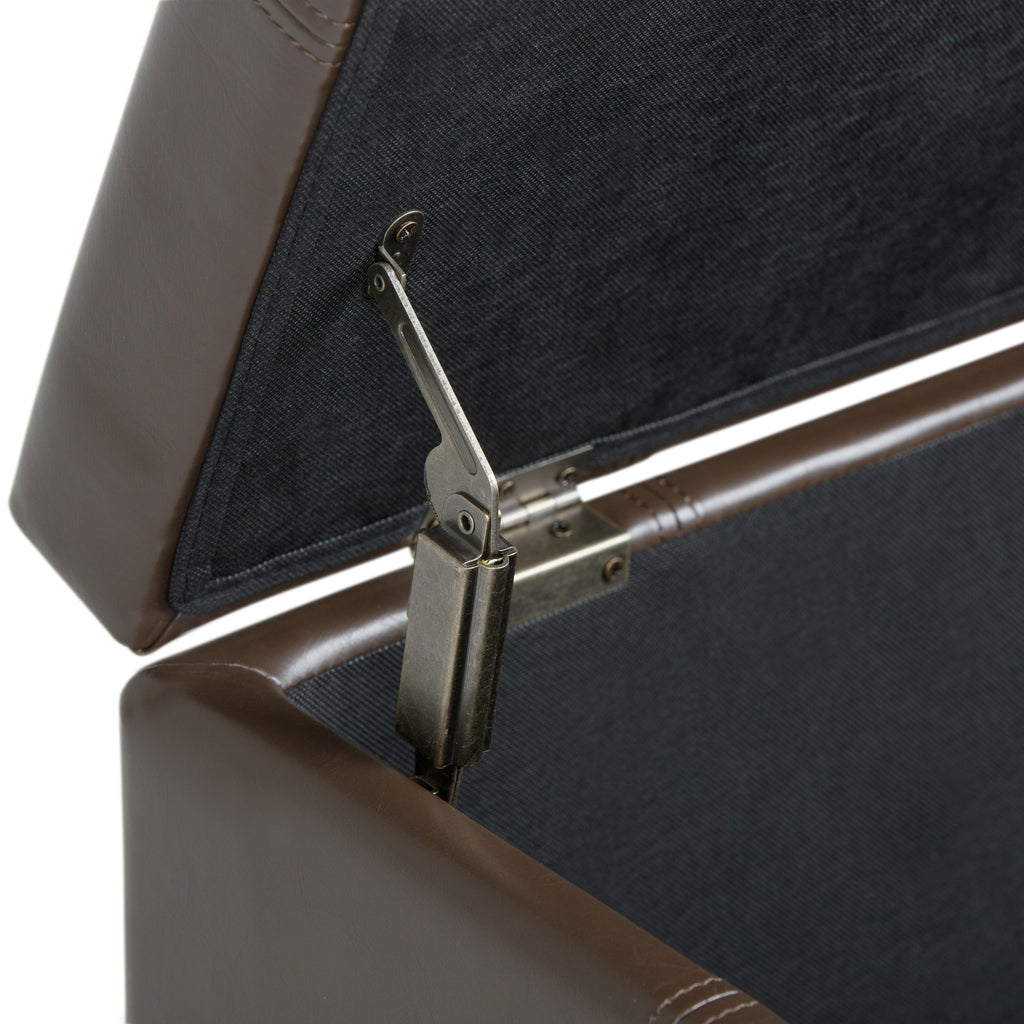 Dover 36 Inch Wide Storage Ottoman Bench in Chocolate