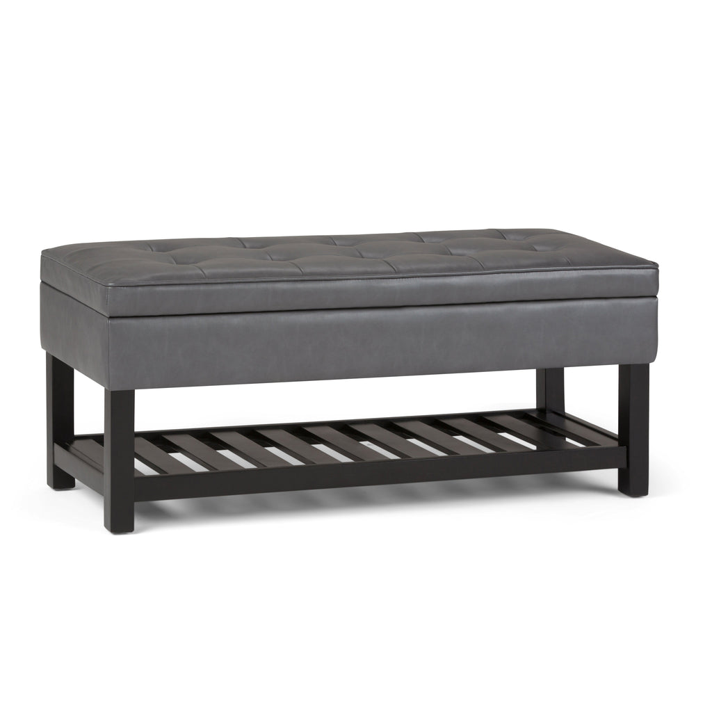 Cosmopolitan Storage Ottoman Bench with Open Bottom - Stone