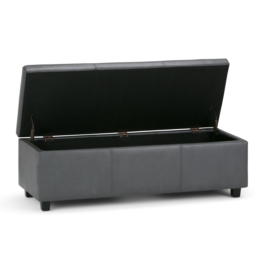Avalon 48 Inch Wide Storage Ottoman Bench in Stone
