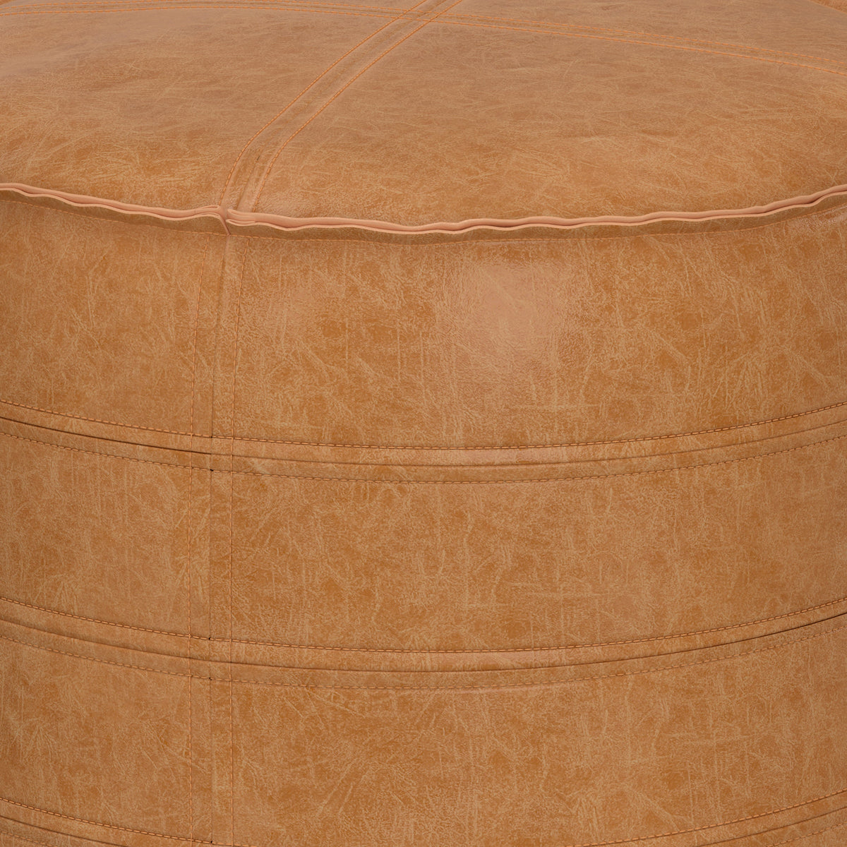 Brody 20 Inch Wide Round Pouf in Distressed