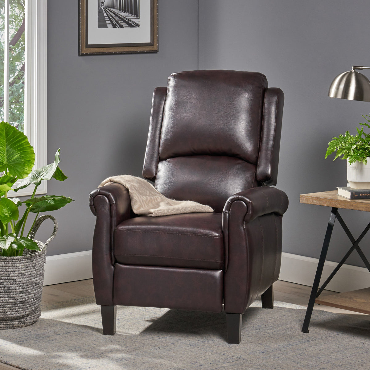 Mid-Century Modern Fabric Recliner Chair