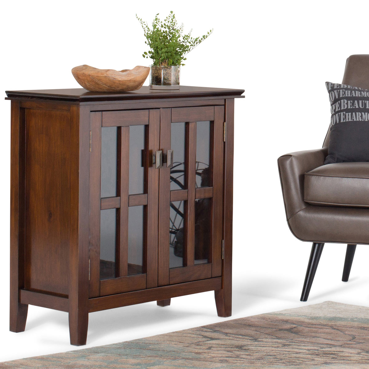 Artisan 30 Inch Wide Solid Wood Low Storage Cabinet in Russet