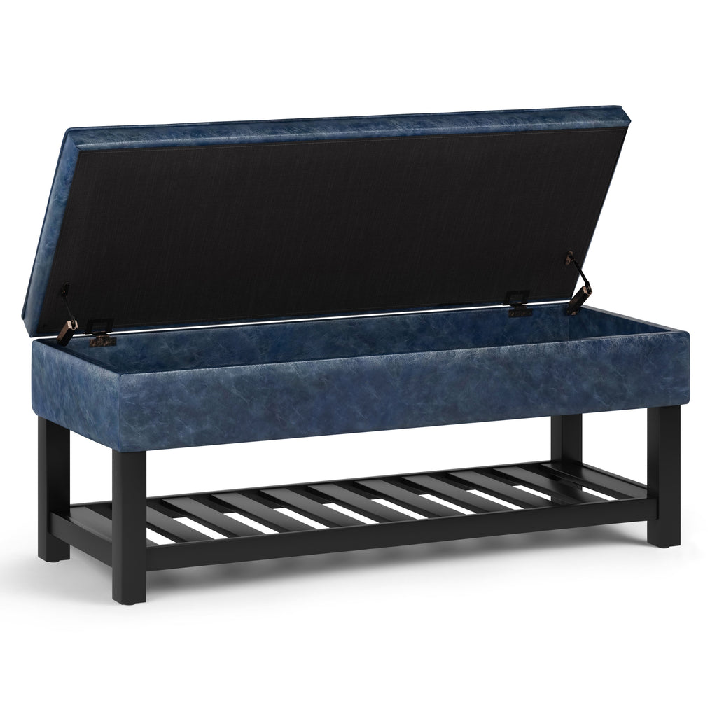Cosmopolitan - Storage Ottoman Bench with Open Bottom - Denim