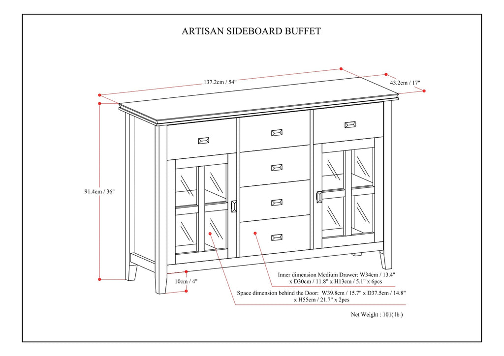 Artisan Solid Wood Sideboard Buffet