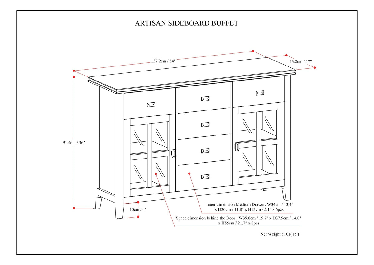 Artisan Solid Wood Sideboard Buffet