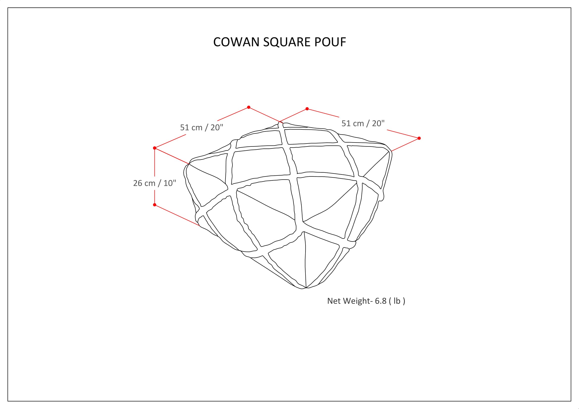 Cowan 20 Inch Wide Square Pouf