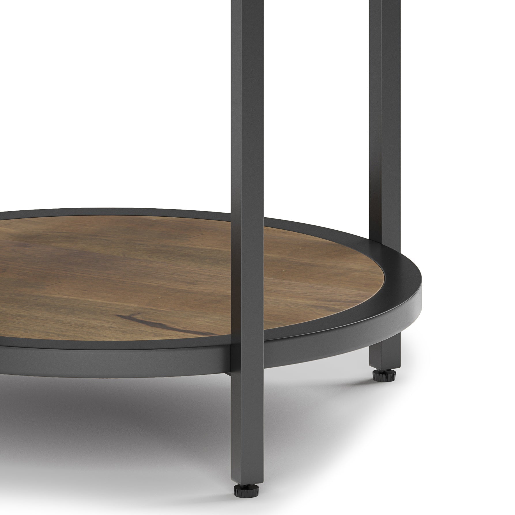 Jenna 18" Wide Solid Mango Wood and Metal Round Side Table