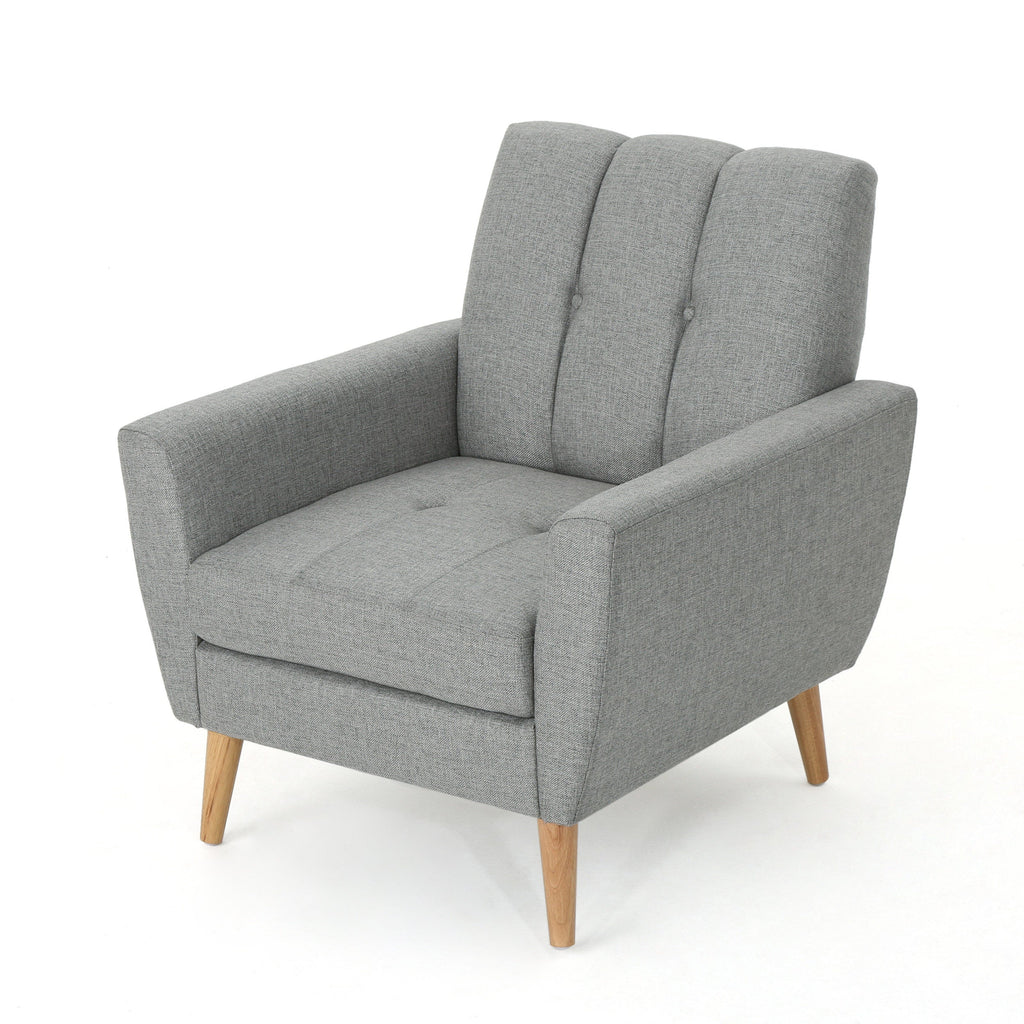 Mid Century Fabric Channel Stitch Club Chair
